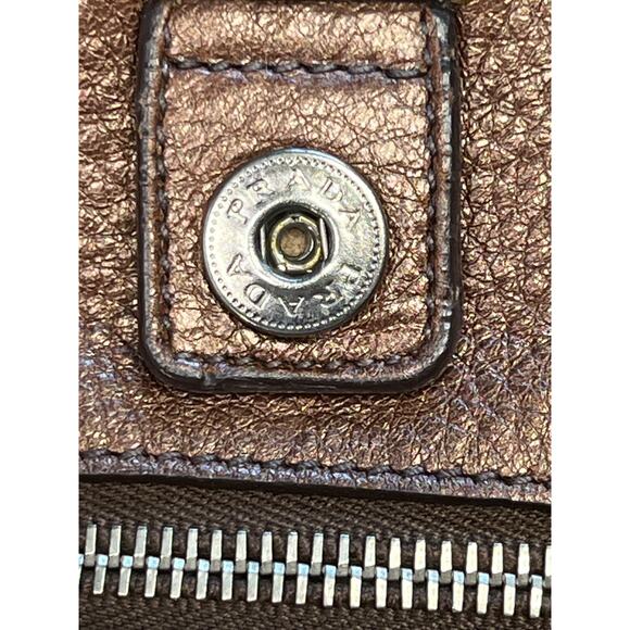 Prada Vitello Daino Metallic Bronze Pebbled Leather Tote Bag Large Italy - Picture 4 of 16